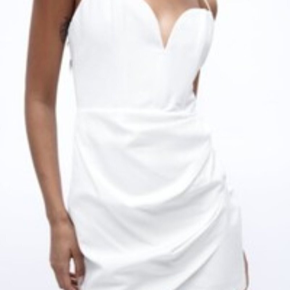 Zara White Linen Blend Dress SIZE S 7385/217/250